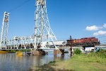 CP 8604 exits the Neches River Lift Bridge